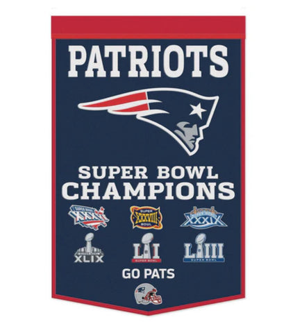 New England Patriots 24”x38” Wool Dynasty Champ Banner