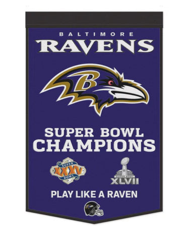 Baltimore Ravens 24”x38” Wool Dynasty Champ Banner