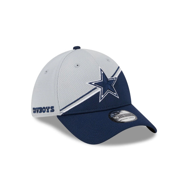 New Era Gray/Navy Dallas Cowboys 2022 Sideline 39THIRTY Flex Hat