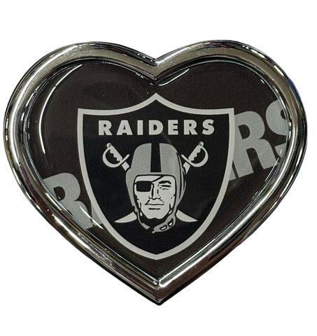 Las Vegas Raiders Heart Shaped Acrylic-Metallic Auto Emblem