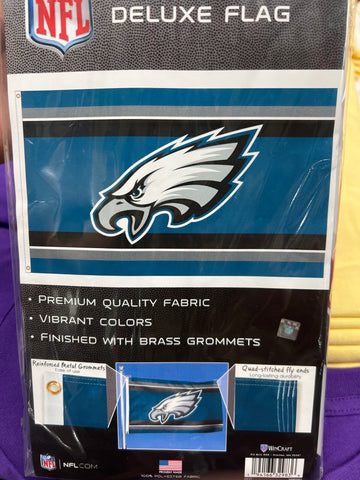 Philadelphia Eagles Horizontal Stripe One-Sided Deluxe Flag 3' X 5