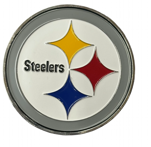 Pittsburgh Steelers Color Aluminum Auto Emblem W/ Adhesive Tape Backing