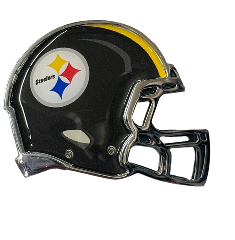 Pittsburgh Steelers Helmet Color Aluminum Auto Emblem W/ Adhesive Tape Backing