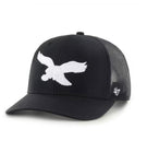 Philadelphia Eagles Throwback Adult Black/White '47 Brand Trucker Strap Adjustable Hat