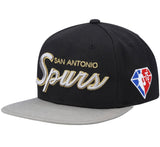 San Antonio Spurs Official Mitchell & Ness 75th Anniversary Script SnapBack Hat