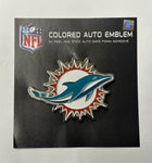 Miami Dolphins Colored Auto Emblem W/ Peel & Stick Auto Safe Foam Adhesive