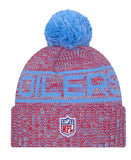 Houston Oilers Official NFL 2025 New Era Sideline Cuffed Knit With Pom Beanie