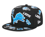 Detroits Lions 9FIFTY New Era Logo All Over SnapBack Hat