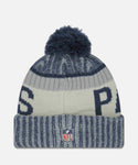 New England Patriots New Era NFL On Field Sideline Cuffed Knit Pom Beanie-Navy