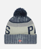 New England Patriots New Era NFL On Field Sideline Cuffed Knit Pom Beanie-Navy
