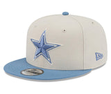 Dallas Cowboys Official New Era 9FIFTY Snapback Hat - Cream/Blue