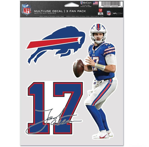 Buffalo Bills Josh Allen 3 Piece Decal Set