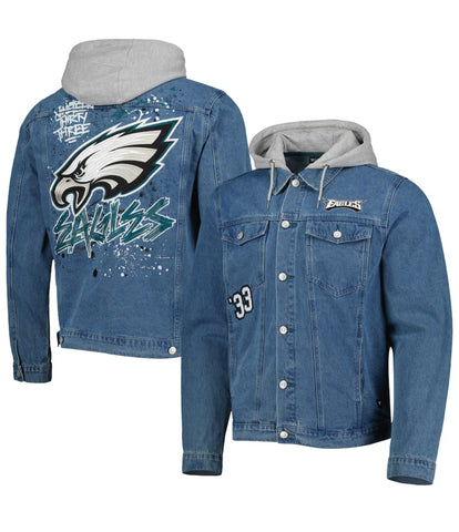 Philadelphia Eagles “The Wild”Collective Hooded Full-Button Denim Jacket