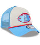 Houston Oilers 2024 Sideline Historic Trucker Rope A-Frame New Era 9FORTY Adjustable Snapback Hat Cap