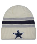 Dallas Cowboys Team Stripe Cream New Era Beanie