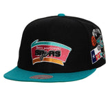 San Antonio Spurs Official Mitchell & Ness Patch Overload Hardwood Classic SnapBack Hat