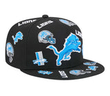 Detroits Lions 9FIFTY New Era Logo All Over SnapBack Hat