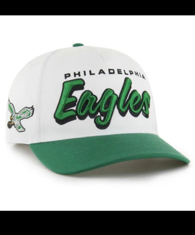 Philadelphia Eagles Historic Drop Shadow Two Tone Adult ‘47 Brand Hitch Snapback Hat - Kelly Green/White