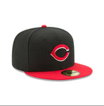 Cincinnati Reds New Era Alternate Authentic Collection On-Field Home 59FIFTY Fitted Hat-Black/Red