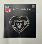 Las Vegas Raiders Heart Shaped Acrylic-Metallic Auto Emblem