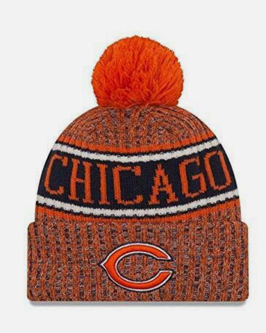 Chicago Bears New Era NFL On Field Sport Sideline Cuffed Knit Pom Beanie- Orange