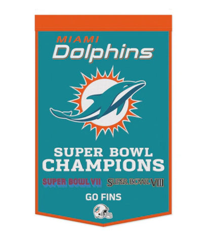 Miami Dolphins 24”x38” Wool Dynasty Champ Banner
