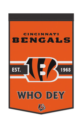 Cincinnati Bengals 24”x38” Established Wool NFL Banner