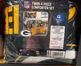 Green Bay Packers Official Twin Size 4-Piece Comforter & Pillowcase Set