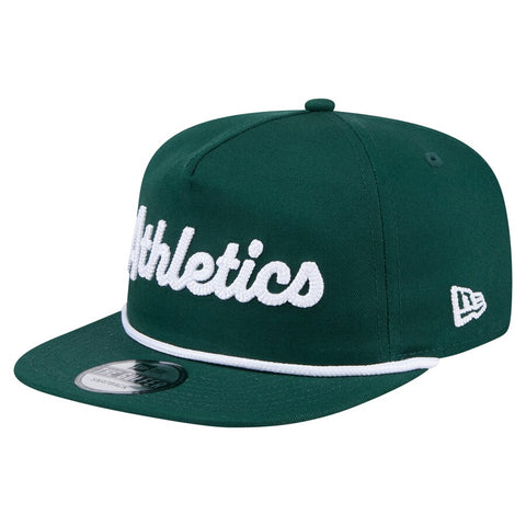 Athletics Team Text Green Golfer New Era Script Snapback Hat Cap