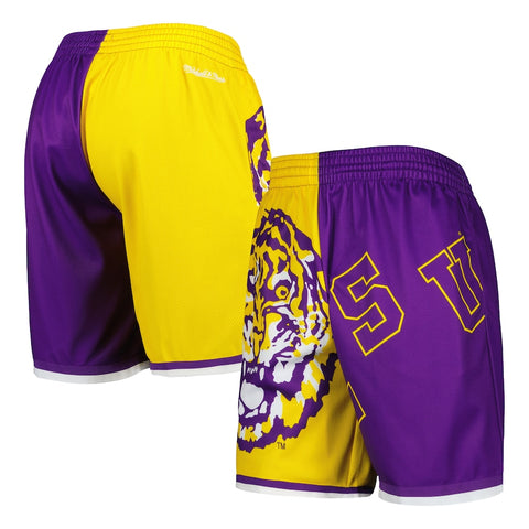 LSU Tigers Big Face 50 Fashion Mitchell & Ness Swingman Shorts - Purple/Yellow