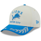 Detroit Lions 2025 Draft Day New Era 9FORTY A-Frame Adjustable Snapback Cap - Cream/Blue