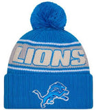 Detroit Lions 2024 New Era Sideline Cuffed Knit Pom Beanie