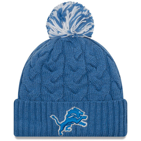 Detroit Lions Cozy Cable Cuffed Knit Women’s Blue New Era Beanie