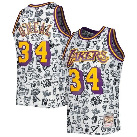 Shaquille O’Neal Los Angeles Lakers 1996/97 Mitchell & Ness Hardwood Classics Doodle Swingman Player Jersey