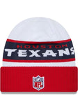 NEW ERA HOUSTON TEXANS WHITE 2023 SIDELINE TECH CUFF MENS KNIT BEANIE