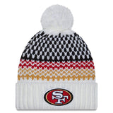 WOMEN'S SAN FRANCISCO 49ERS WHITE NEW ERA 2023 SIDELINE CUFFED KNIT BEANIE HAT