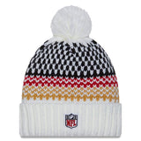 WOMEN'S SAN FRANCISCO 49ERS WHITE NEW ERA 2023 SIDELINE CUFFED KNIT BEANIE HAT