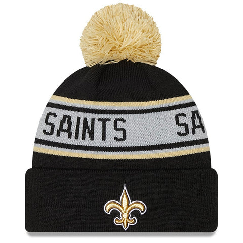 New Orleans Saints New Era Repeat Cuffed Knit Hat with Pom - Black
