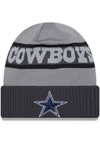 NEW ERA DALLAS COWBOYS GRAPHITE JR 2023 SIDELINE TECH KNIT BEANIE