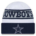 DALLAS COWBOYS NEW ERA 2023 WHITE SIDELINE TECH CUFFED KNIT BEANIE