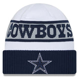 DALLAS COWBOYS NEW ERA 2023 WHITE SIDELINE TECH CUFFED KNIT BEANIE