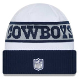 DALLAS COWBOYS NEW ERA 2023 WHITE SIDELINE TECH CUFFED KNIT BEANIE