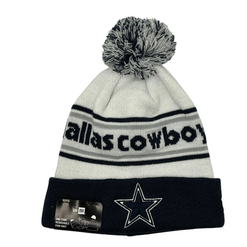 DALLAS COWBOYS NEW ERA KNIT BANDED STRIPED BEANIE - WHITE/NAVY