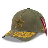 Dallas Cowboys Official Olive Alpha Industries New Era 9FORTY A-Frame SnapBack Hat