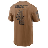 NFL Men's Dallas Cowboys Dak Prescott Nike Brown 2023 Salute To Service T-Shirt
