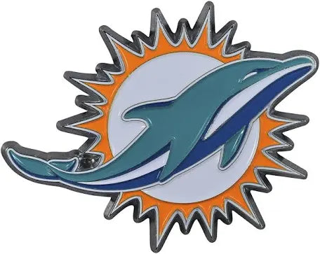 Miami Dolphins Colored Auto Emblem W/ Peel & Stick Auto Safe Foam Adhesive