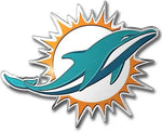 Miami Dolphin’s Color Aluminum Auto Emblem W/ Adhesive Tape Backing