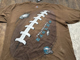 Official Licensed NFL EAGLES BIG FOOTBALL BROWN Majestic Vintage T-Shirt