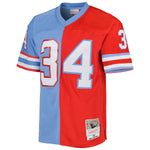 Men's Houston Oilers Earl Campbell Mitchell & Ness Red/Light Blue Gridiron Classics 1980 Split Legacy Replica Jersey