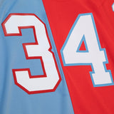 Men's Houston Oilers Earl Campbell Mitchell & Ness Red/Light Blue Gridiron Classics 1980 Split Legacy Replica Jersey